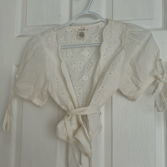 Eyelet mini wrap cotton shirt - Picture 1 of 5